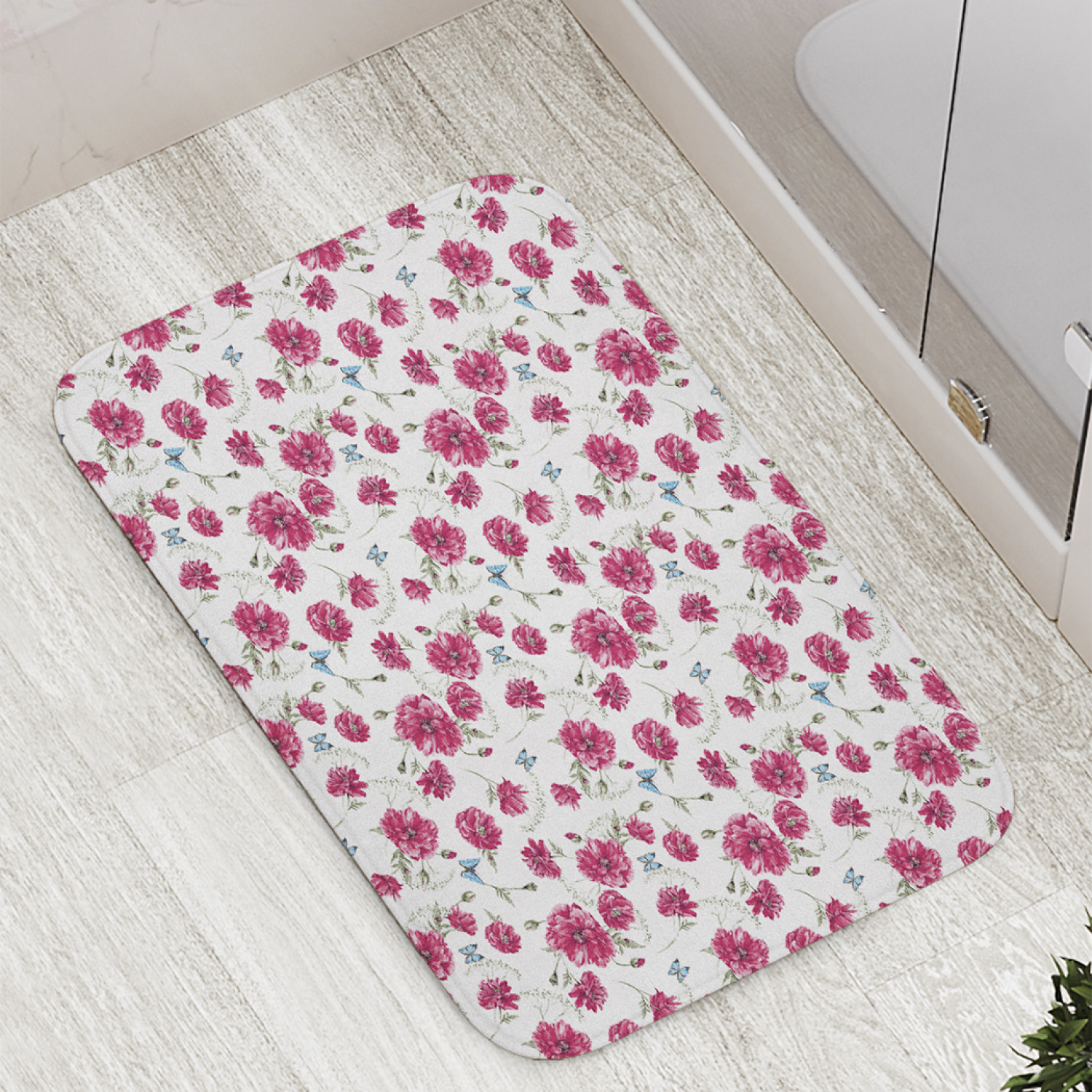 

Коврик противоскользящий JoyArty "Бабочки среди цветов" для ванной, сауны,бассейна,77х52см, Бабочки среди цветов