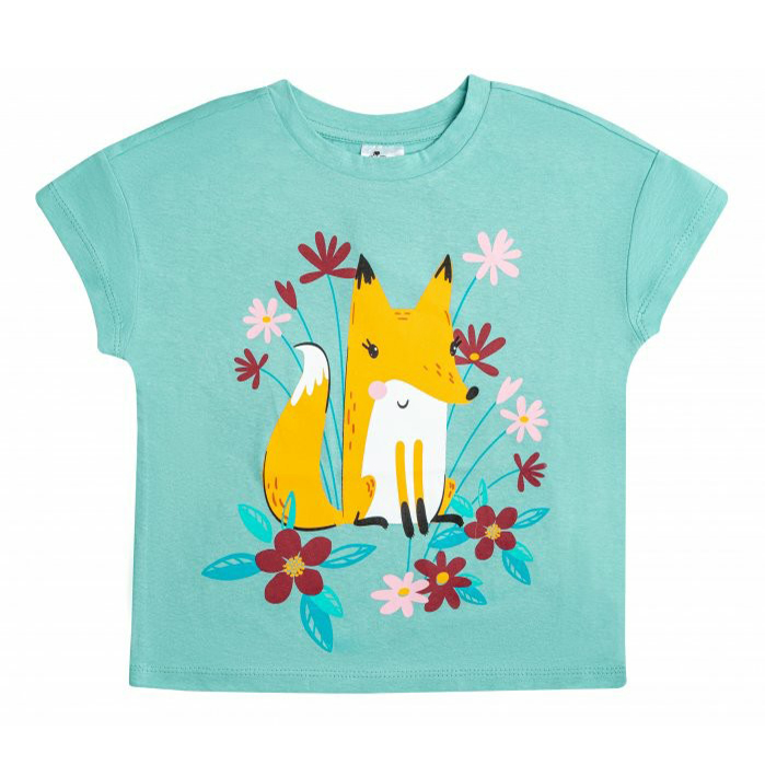 

Футболка для девочки Palloncino Foxes мятная р 122