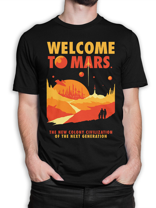 Футболка мужская DreamShirts Studio Добро Пожаловать на Марс 258-mars-2 черная, черный, хлопок  - купить