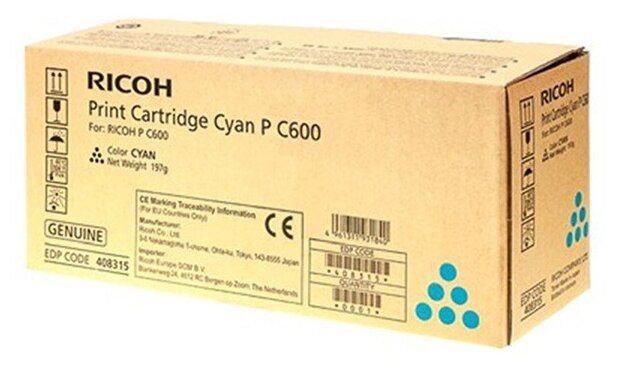 

Картридж для лазерного принтера Ricoh 408315 Blue, оригинальный, Голубой