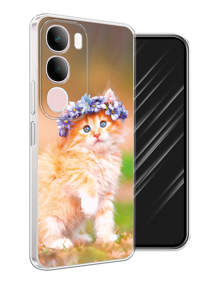 

Чехол Awog на Vivo Y19s "Рыжий кот в венке", Коричневый;синий, 2612350-1