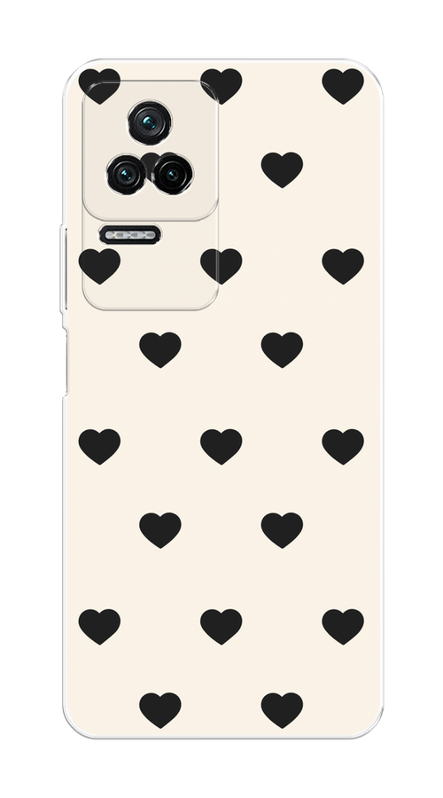 

Чехол на Poco F4/Redmi K40S "Черные сердечки на белом", Черный;белый, 314650-1