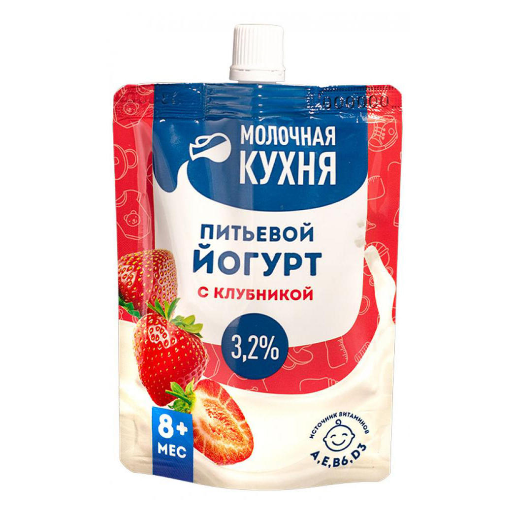 

Питьевой йогурт Молочная кухня 4 витамина клубника с 8 месяцев 3,2% 100 мл