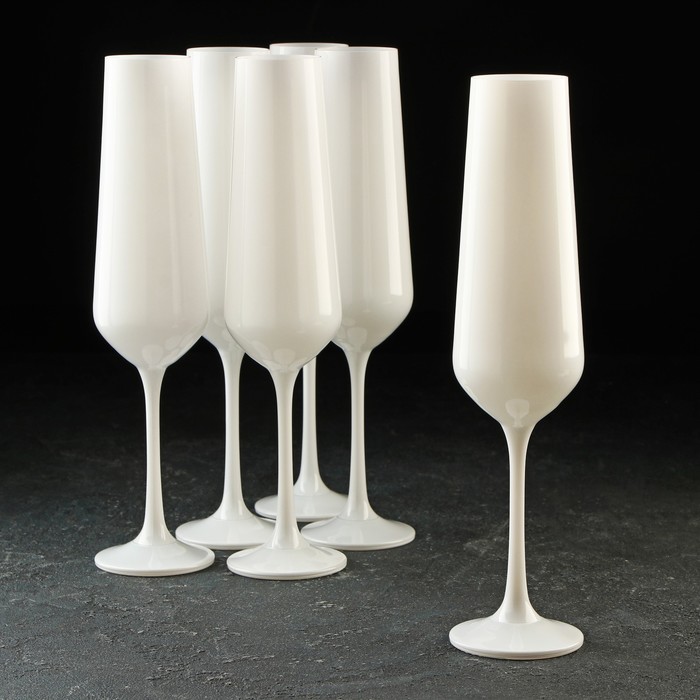 фото Набор бокалов для шампанского «сандра», 200 мл, 6 шт, цвет белый crystal bohemia