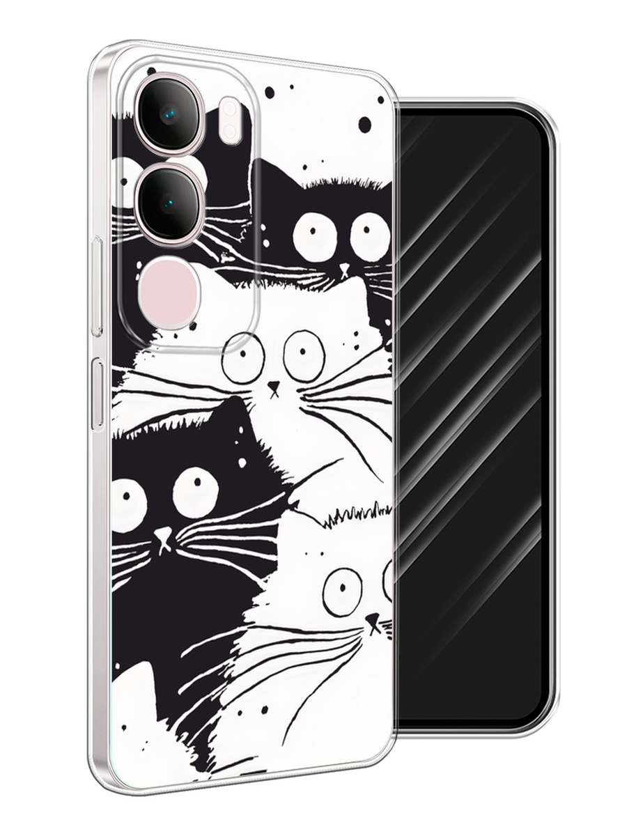 

Чехол Awog на Vivo Y19s "Коты черно-белые", Черный;белый, 2612350-1