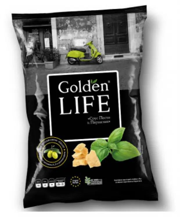 Чипсы картофельные Golden Life соус песто-пармезан 90 г