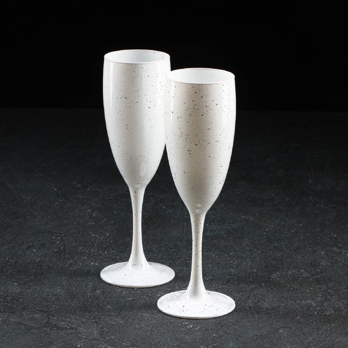 фото Набор бокалов для шампанского «вайт рок», 170 мл, 2 шт, цвет белый gidglass