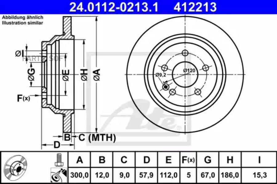 

Диск Торм.Зад. Mercedes-Benz V-Class, Vito 14-> Ate арт. 24.0112-0213.1