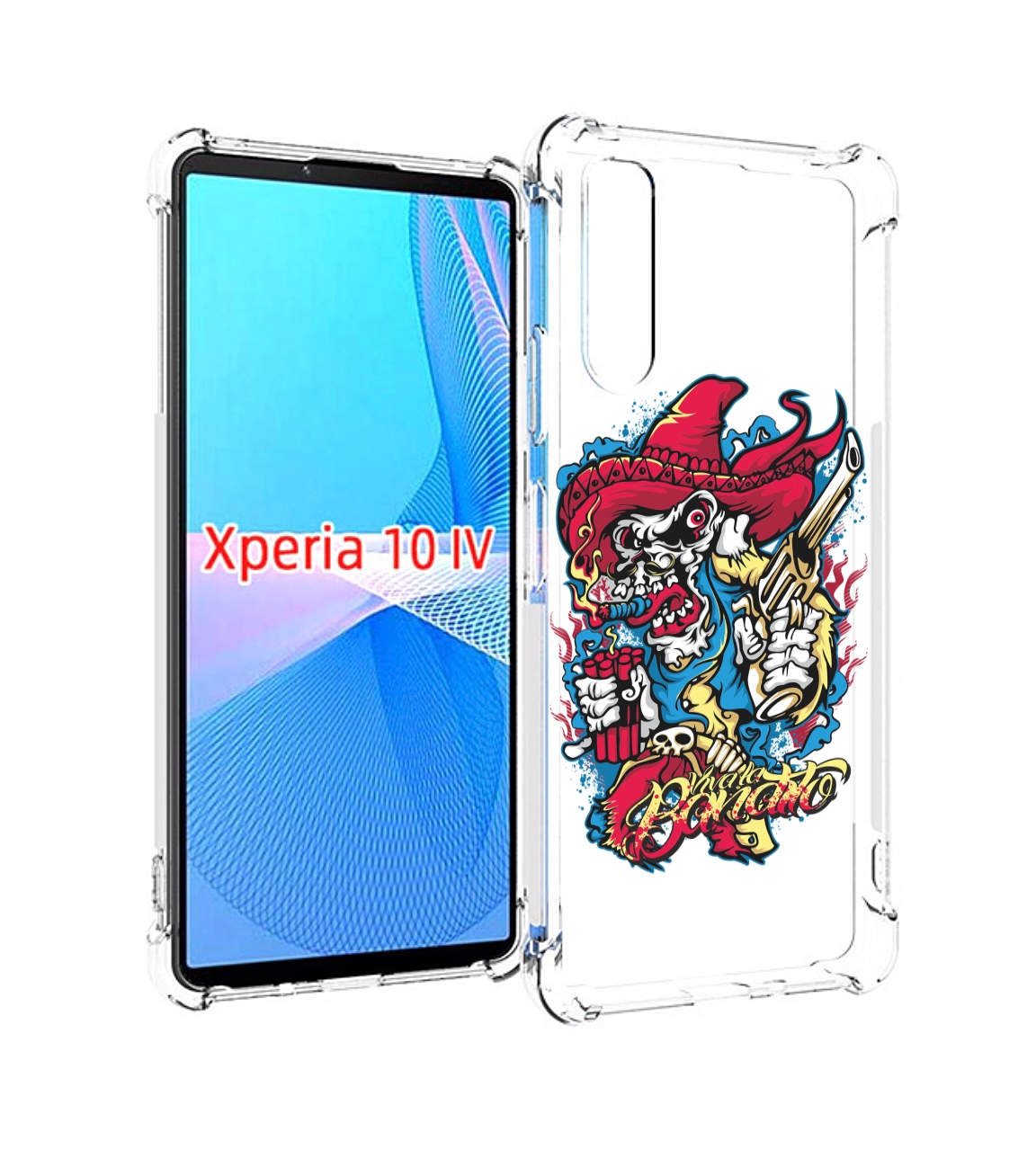 

Чехол MyPads нарисованный скелет с писталетом для Sony Xperia 10 IV (10-4), Прозрачный, Tocco