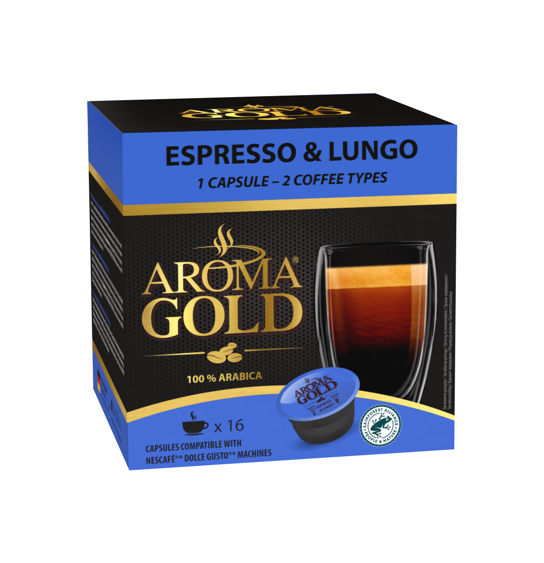 Кофе в капсулах Dolce Gusto Aroma Gold Espresso & Lungo DS pods, 100% arabica, 16 шт.