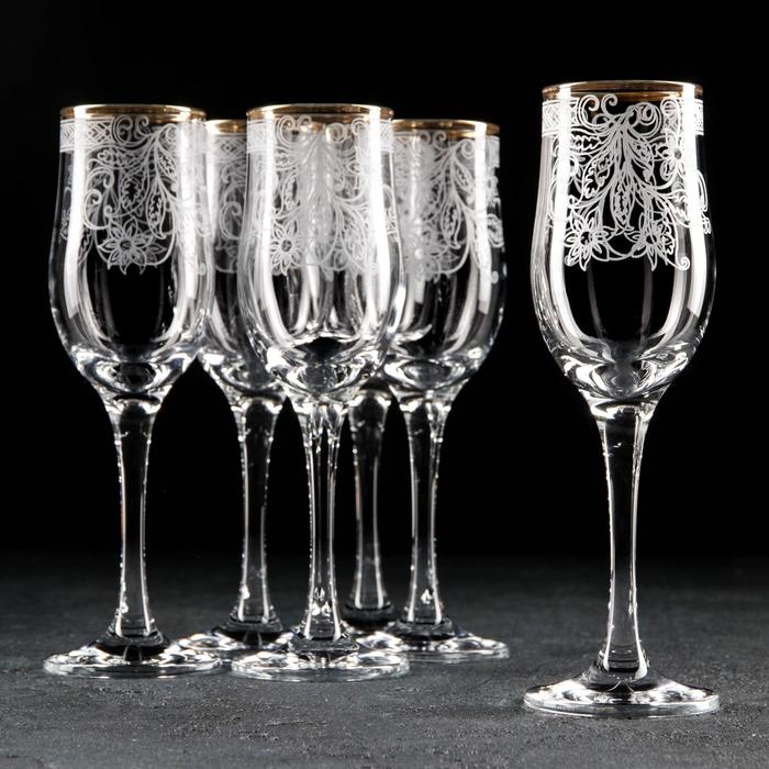 фото Набор бокалов для шампанского «акация», 200 мл, 6 шт, гравировка, отводка золотом декостек