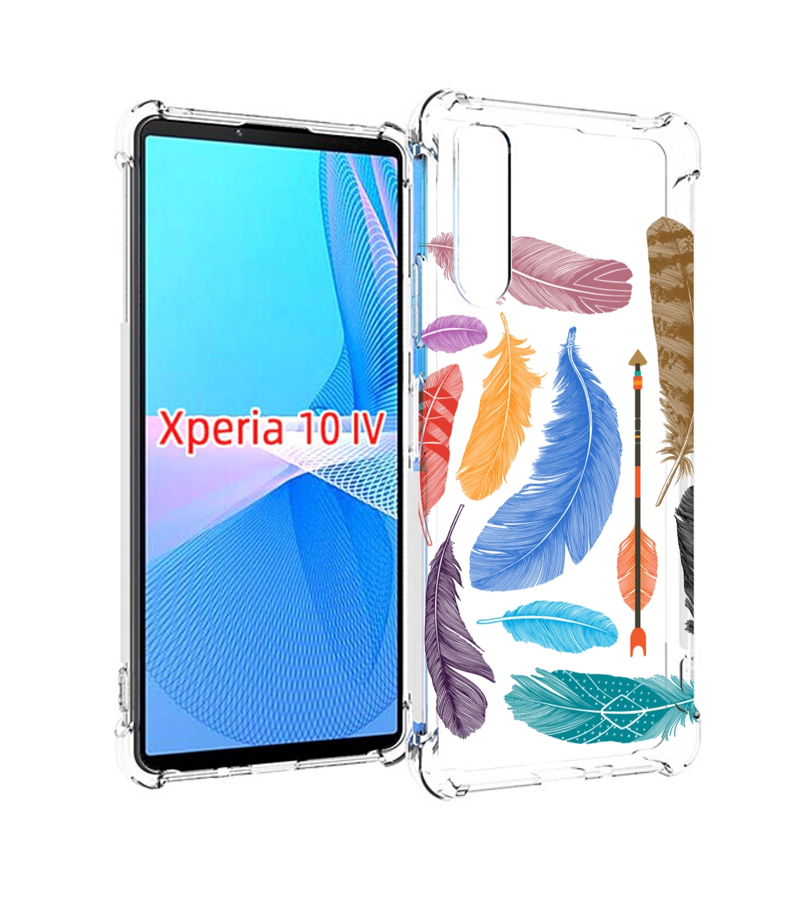 фото Чехол mypads разноцветные перья для sony xperia 10 iv (10-4)