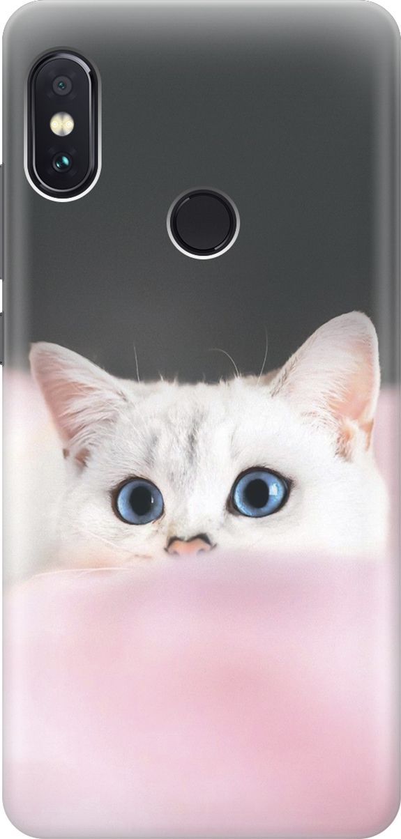 

Чехол на Xiaomi Redmi Note 5 "Кот на розовом пледе", Белый;розовый, 2382