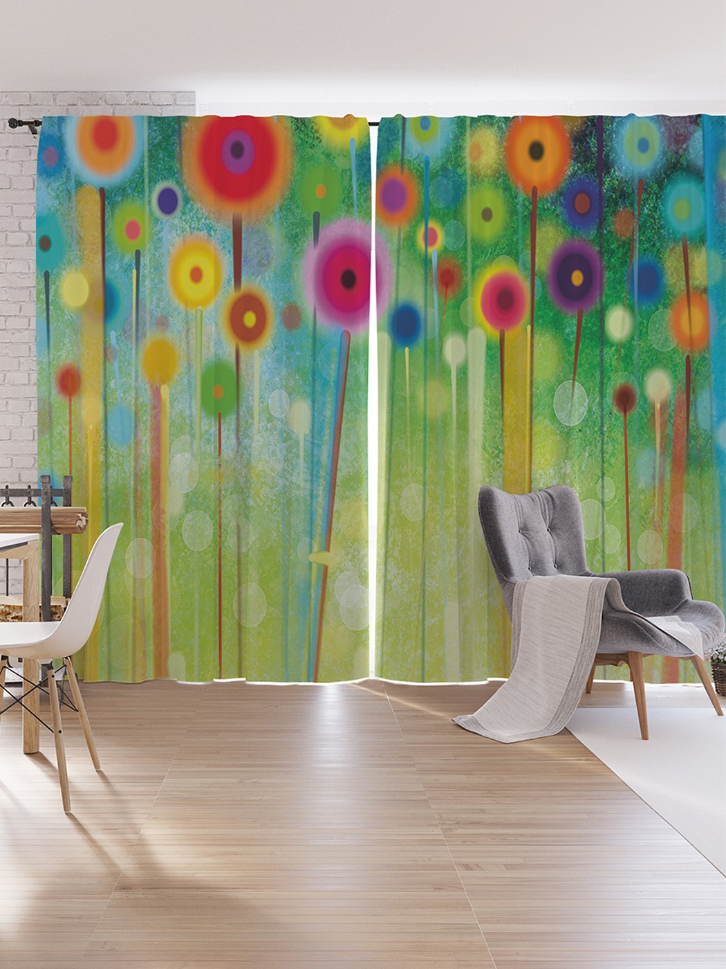 

Шторы под лён JoyArty "Взлет красочных одуванчиков", серия Oxford DeLux, 340х265 см, Взлет красочных одуванчиков