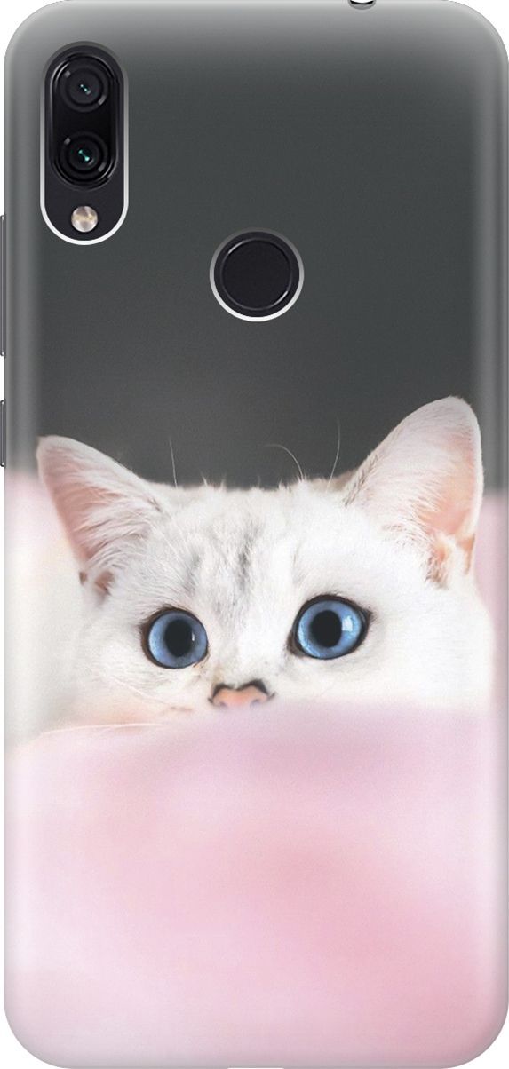 

Чехол на Xiaomi Redmi Note 7 "Кот на розовом пледе", Белый;розовый, 2383