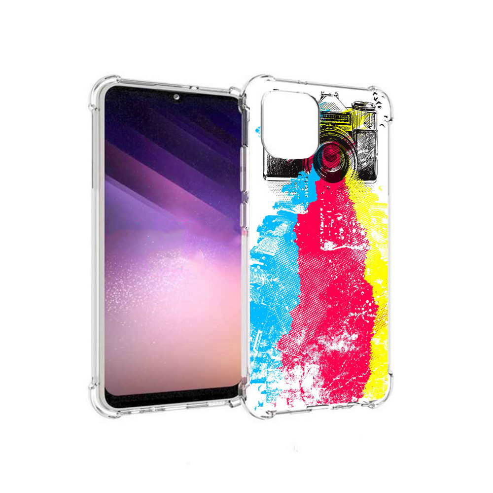 

Чехол MyPads Tocco для Samsung Galaxy A03 цветной фотоаппарат (PT226903.537.668), Прозрачный, Tocco