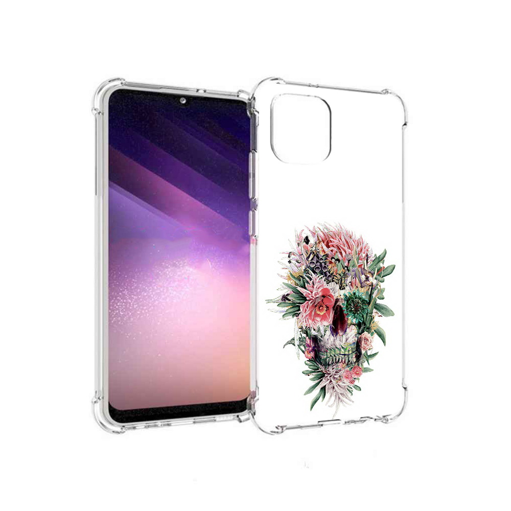 

Чехол MyPads Tocco для Samsung Galaxy A03 череп из цветов (PT226903.537.677), Прозрачный, Tocco