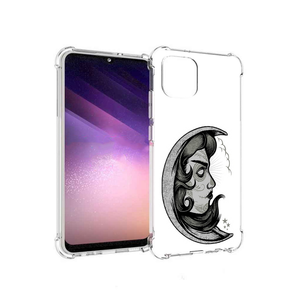 

Чехол MyPads Tocco для Samsung Galaxy A03 черно белая луна с лицом (PT226903.537.680), Прозрачный, Tocco