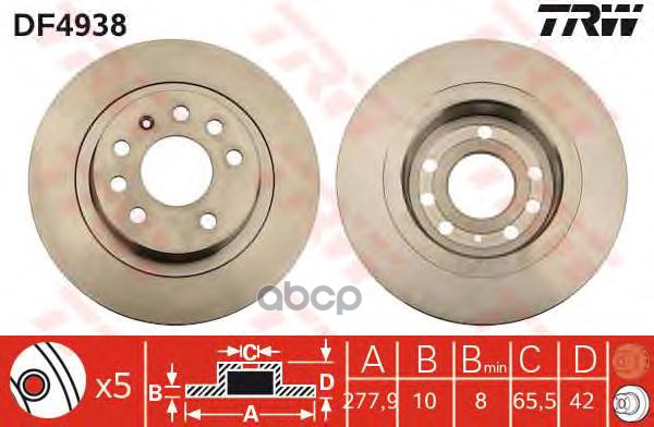Df4938_Диск Тормозной Задний Ореl Аstrа/Zаfirа 1.8-2.2I/1.7-1.9Сdтi 05> TRW/Lucas df4938