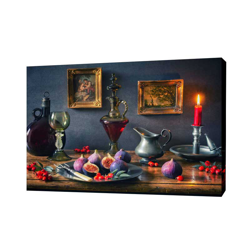 Картина на холсте на стену Сити бланк Натюрморт с инжиром 50х70 см, Картина на холсте
