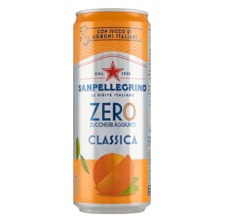 Сокосодержащий напиток San Pellegrino Aranciata Zero, 0,33 л х 24 шт