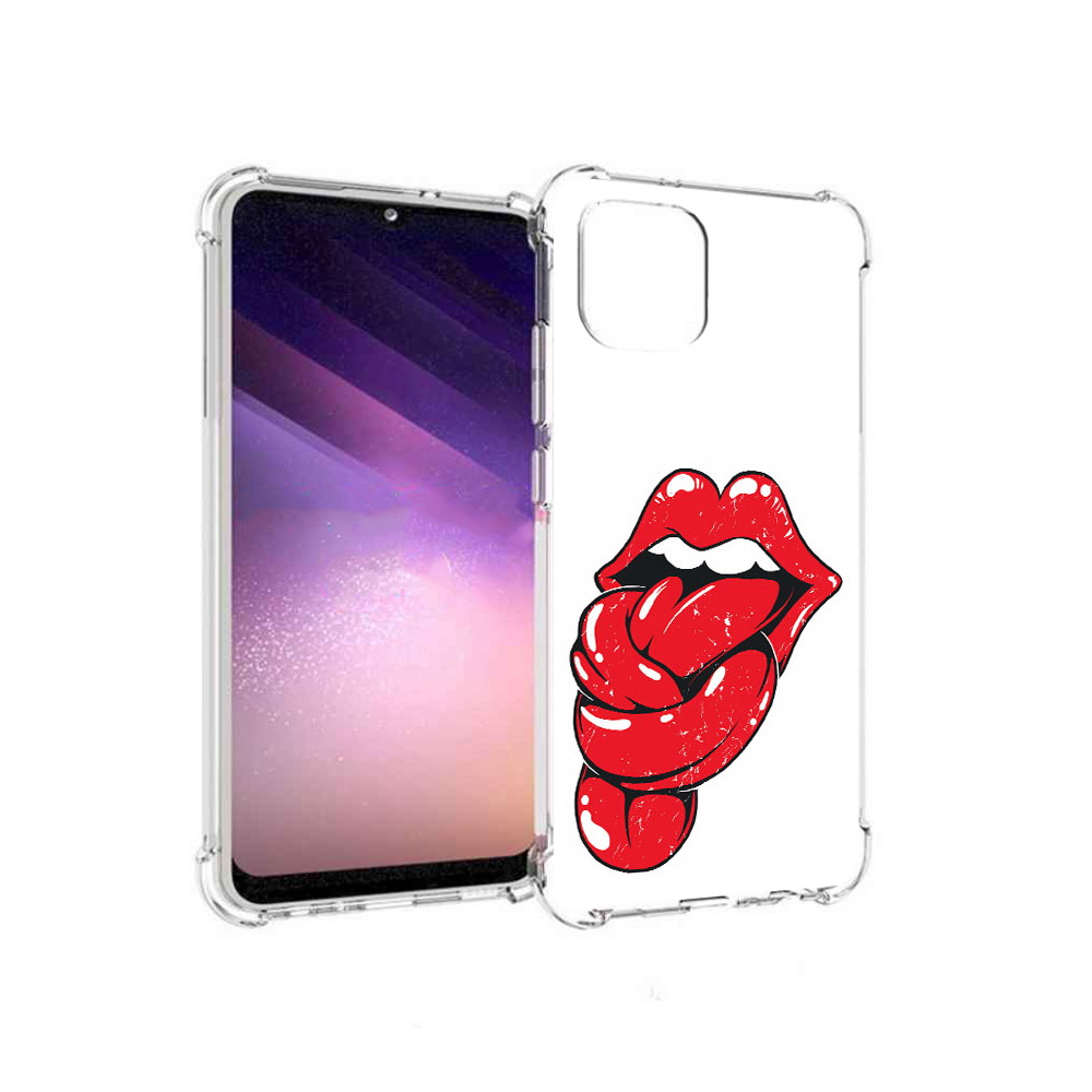 

Чехол MyPads Tocco для Samsung Galaxy A03 яркие губы с языком (PT226903.537.705), Прозрачный, Tocco