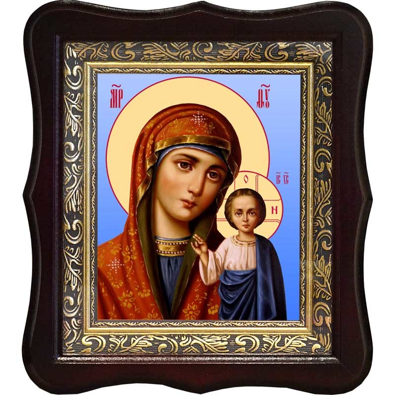 

Большая Казанская икона Божьей Матери на холсте.
