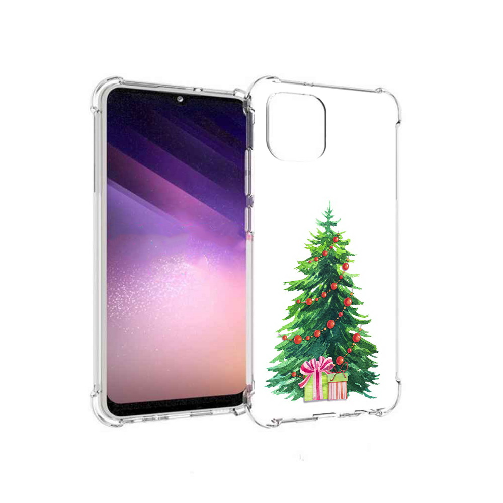 

Чехол MyPads Tocco для Samsung Galaxy A03 Елка новогодняя с подарками акварель, Прозрачный, Tocco