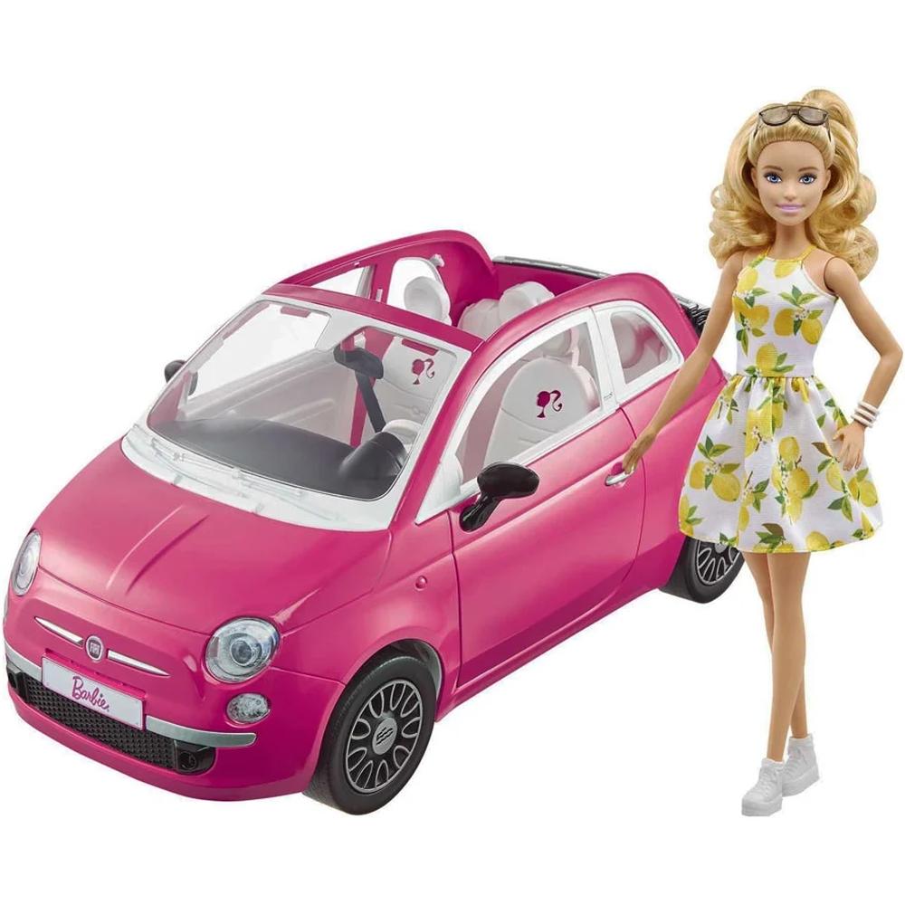 

Кукла Mattel Barbie с машиной Fiat 500, 29 см, GXR57, Розовый