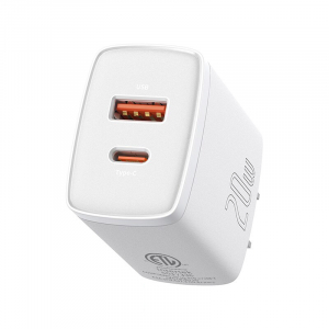 фото Сетевое зарядное устройство baseus compact quick charger u+s 20w us white (cccp20us)