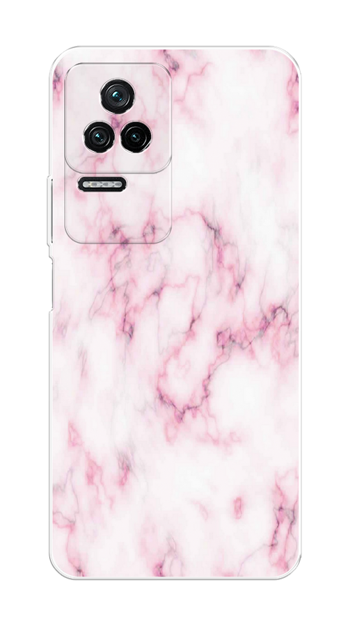 

Чехол на Poco F4/Redmi K40S "Мрамор с розовым", Белый;розовый, 314650-1
