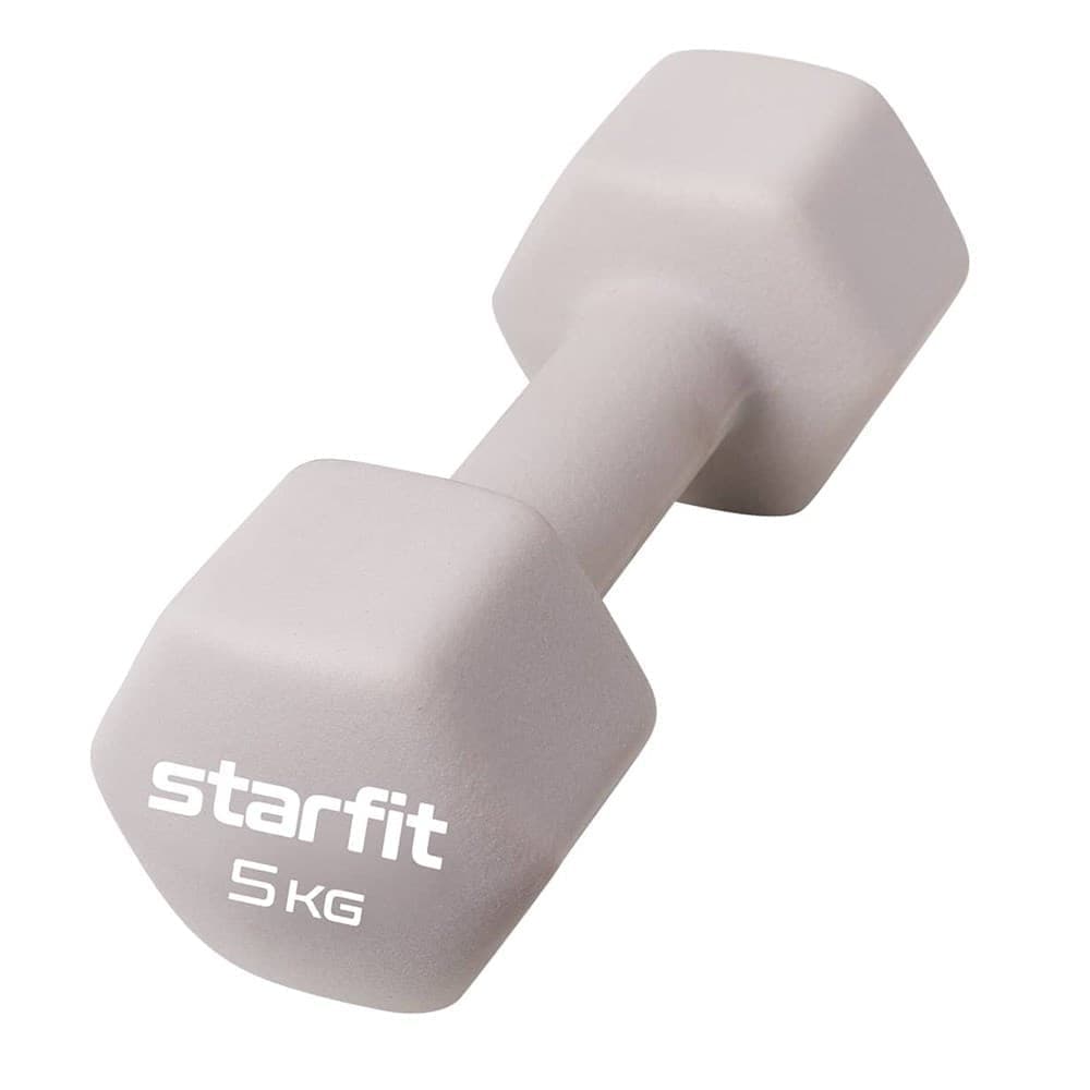 

Неразборная гантель неопреновая StarFit DB-201 1 x 5 кг, тепло-серый пастель, DB-201