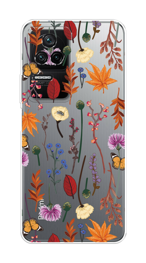 

Чехол на Poco F4/Redmi K40S "Orange Purple flowers", 314650-1