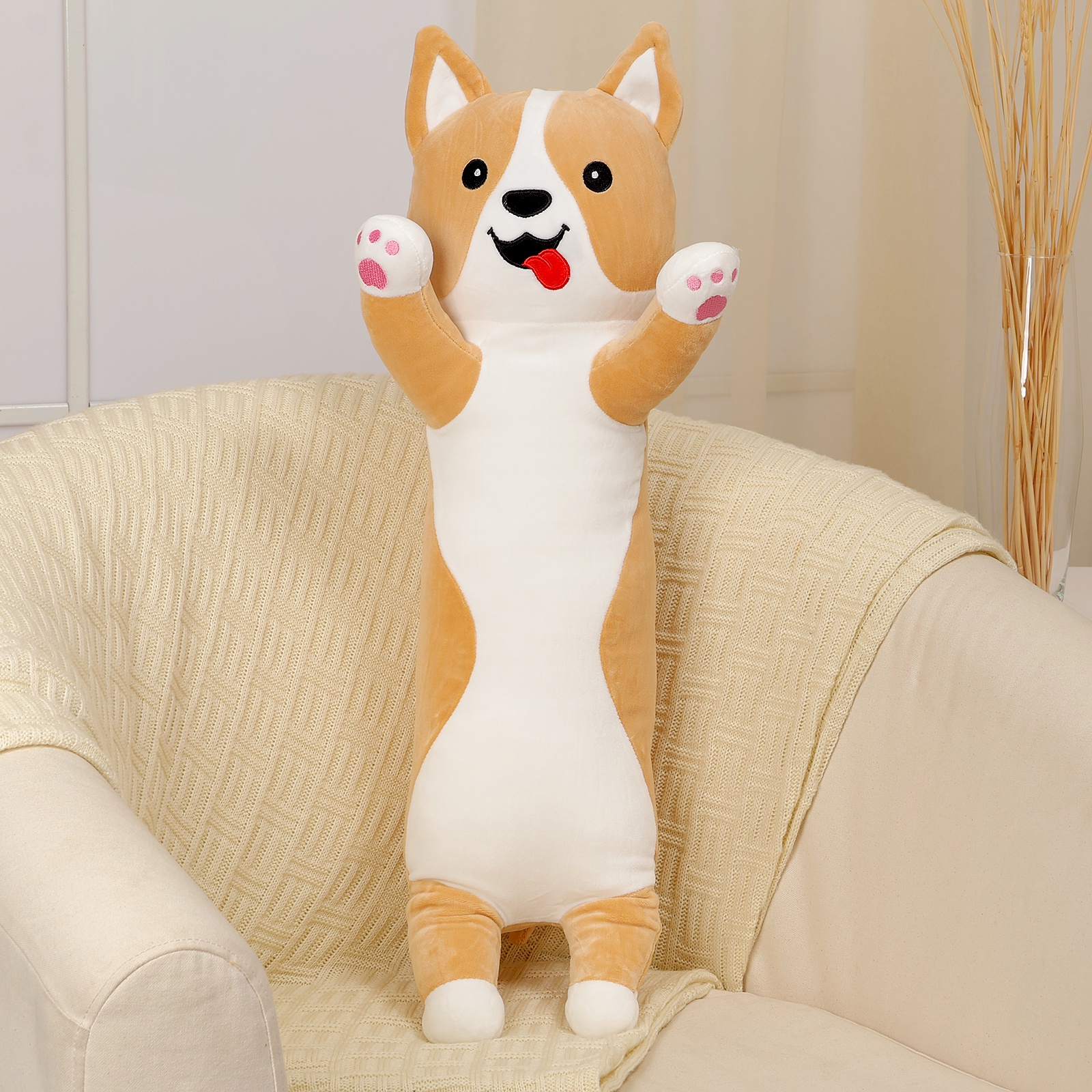 

Мягкая игрушка-подушка Корги, 70 см, бежевый, Бежевый;белый