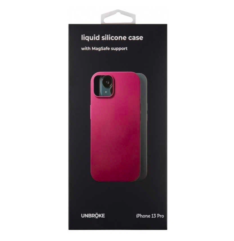 

Чехол накладка UNBROKE liquid silicone case MagSafe support для iPhone 13 Pro Max, винная, Красный