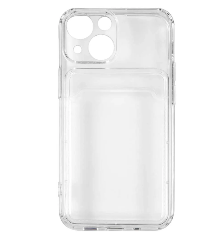 Чехол накладка силикон iBox Crystal для iPhone 13, с кардхолдером (прозрачный)