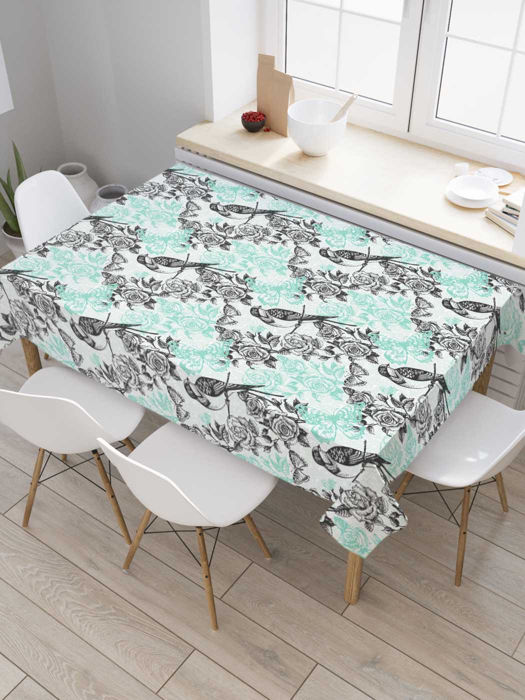 

Скатерть прямоугольная JoyArty "Симметрия с птицами" из сатена, 120x145 см, Черный, Симметрия с птицами