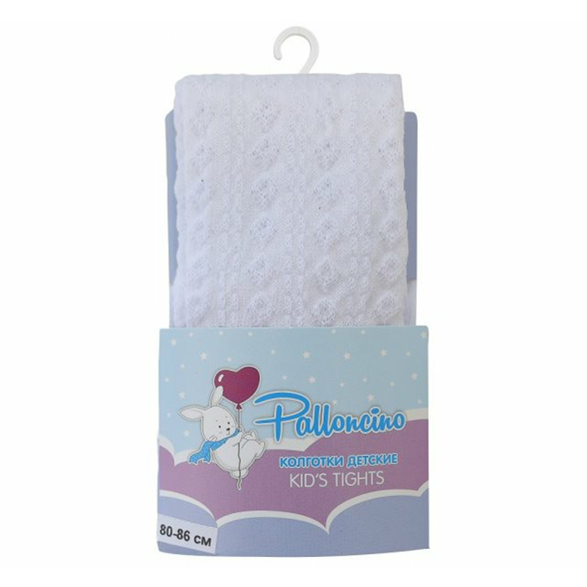

Колготки для девочки Palloncino хлопок белые р 74-80, Белый