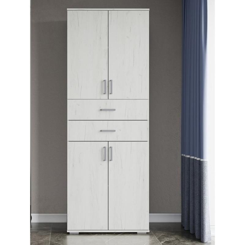 

Шкаф Соло с ящиками 80x50x220 дуб белый крафт, Бежевый