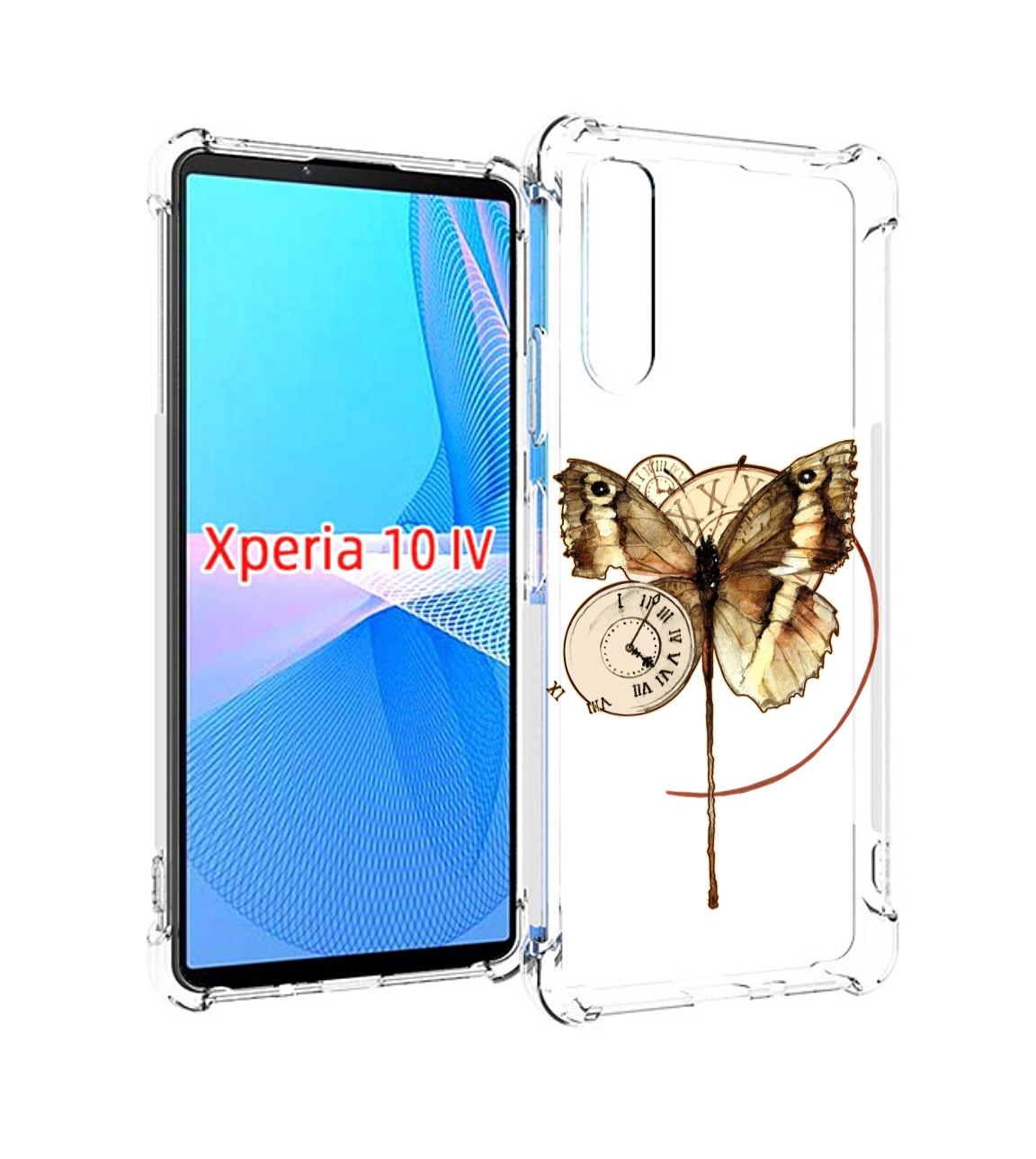 Чехол MyPads старинные часы с бабочкой для Sony Xperia 10 IV (10-4)