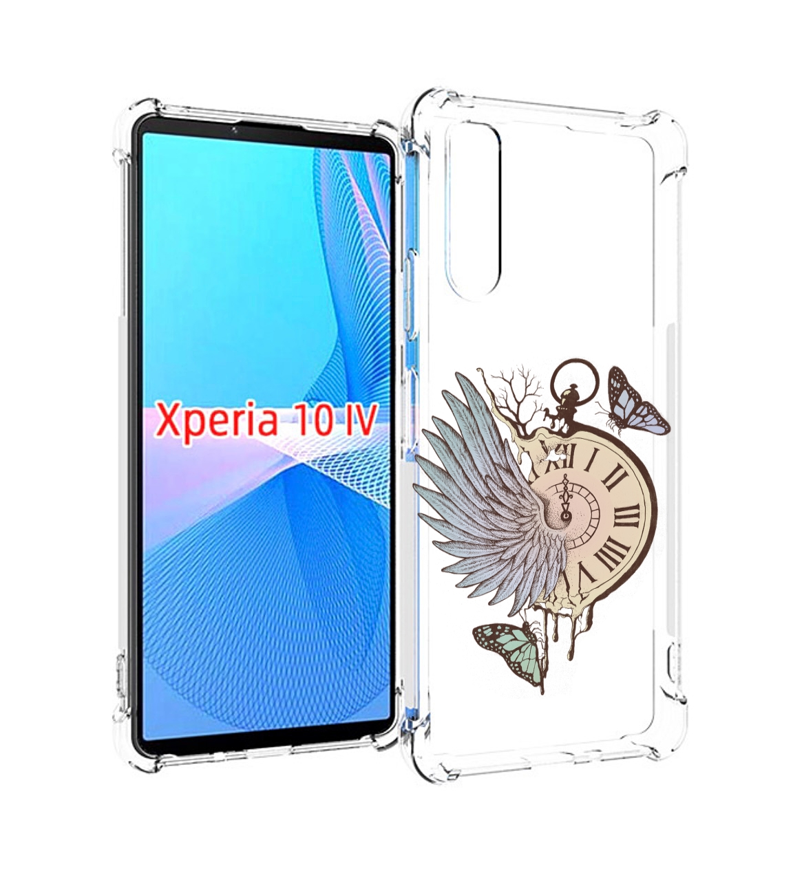 Чехол MyPads страинные часы с крылом для Sony Xperia 10 IV (10-4)