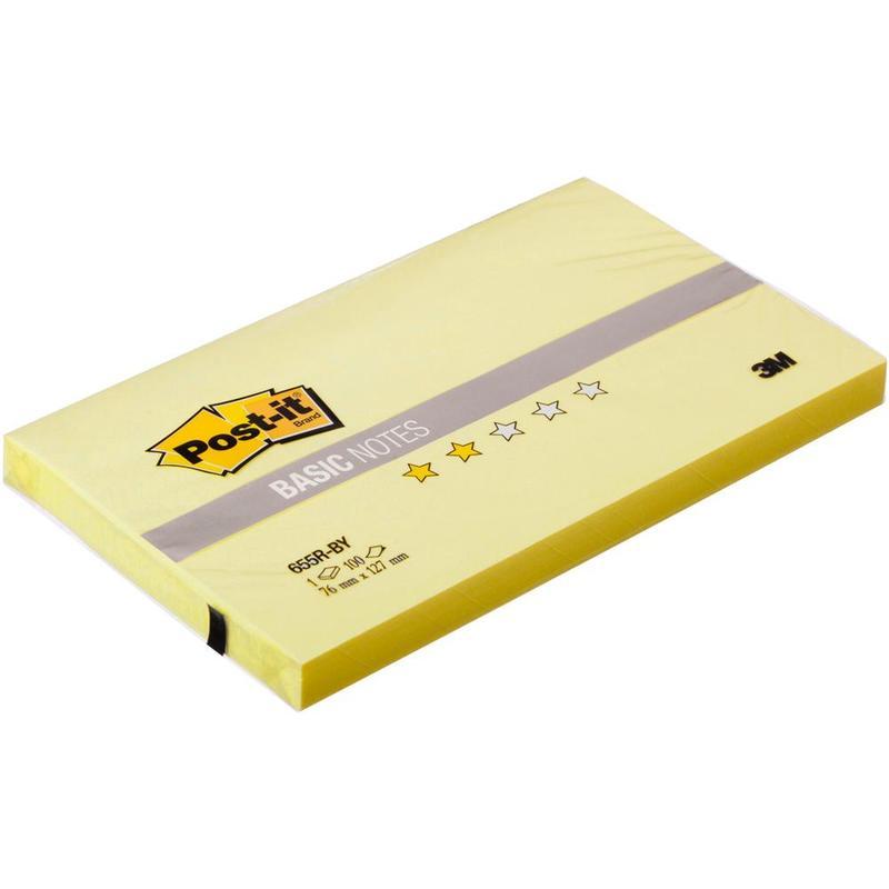 Стикеры самоклеящийся блок 3M Post-it Basic, 76x127мм, желтый пастель, 100 листов 655R-BY