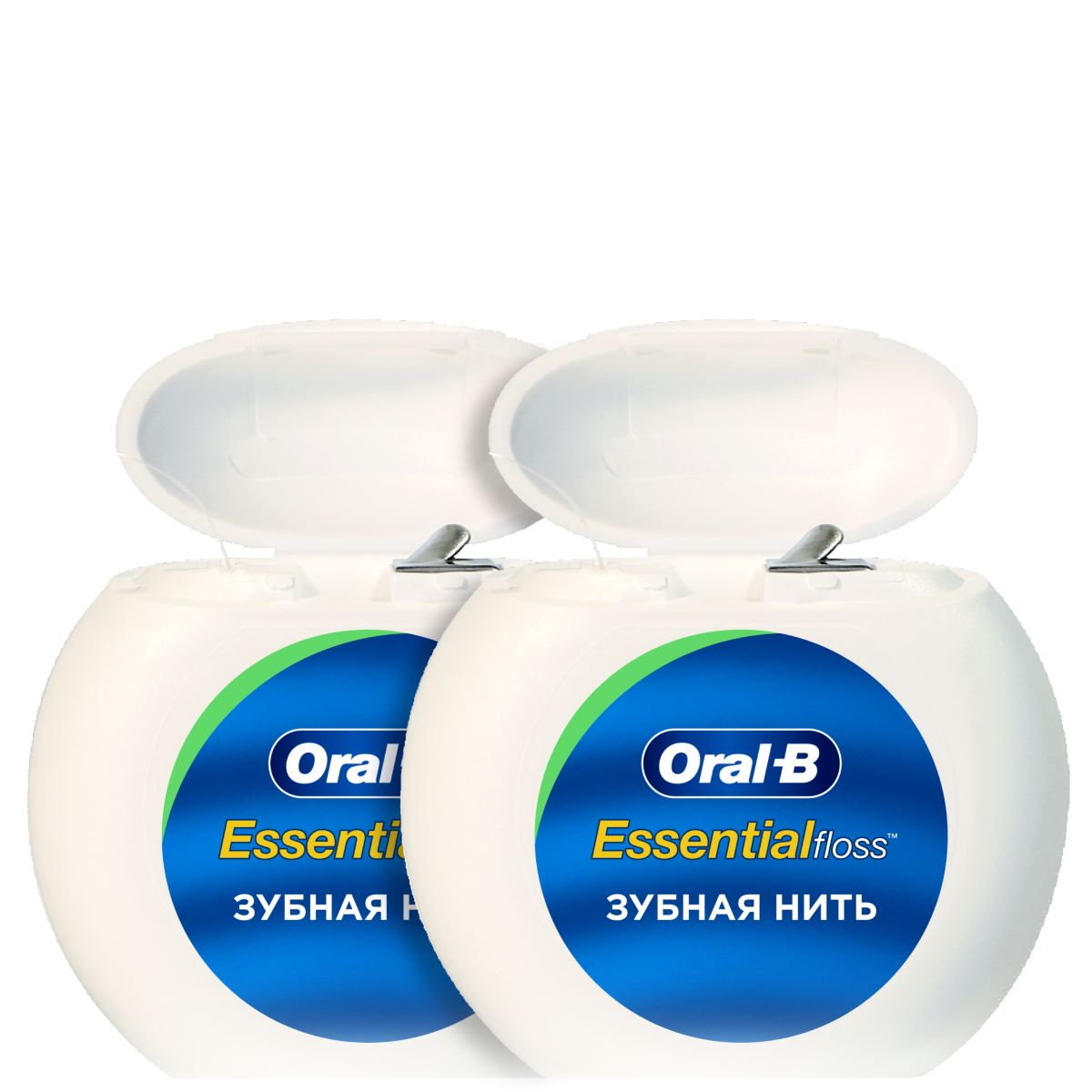 Зубная нить ORAL-B Essential floss мятная, 50 м х 2 шт oral b нить зубная супер флосс 1 шт