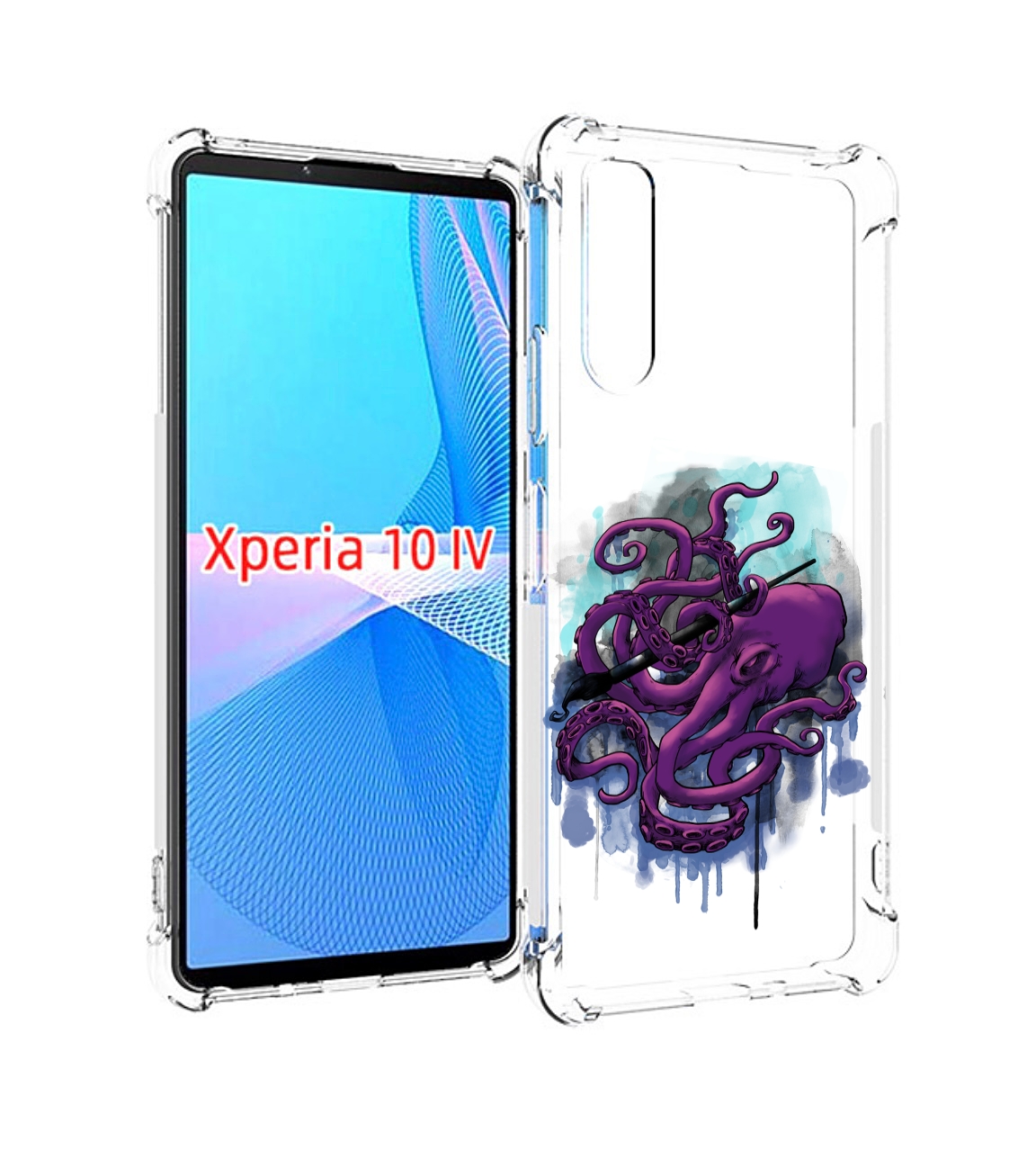 

Чехол MyPads фиолетовый осьминог для Sony Xperia 10 IV (10-4), Прозрачный, Tocco