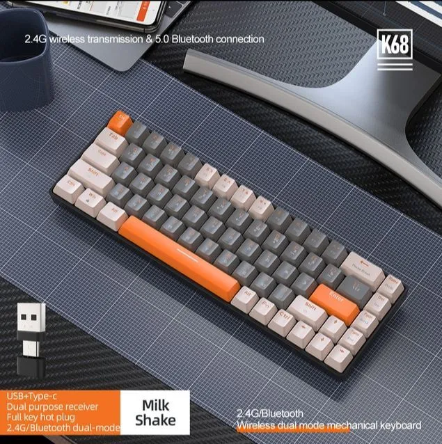 Беспроводная игровая клавиатура Ziyoulang K68 серый (K68)