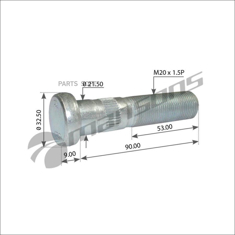 033900527Mns Болт Ступицы Колеса Болт Колесный M20X15X89 Volvo FeFl 1490₽