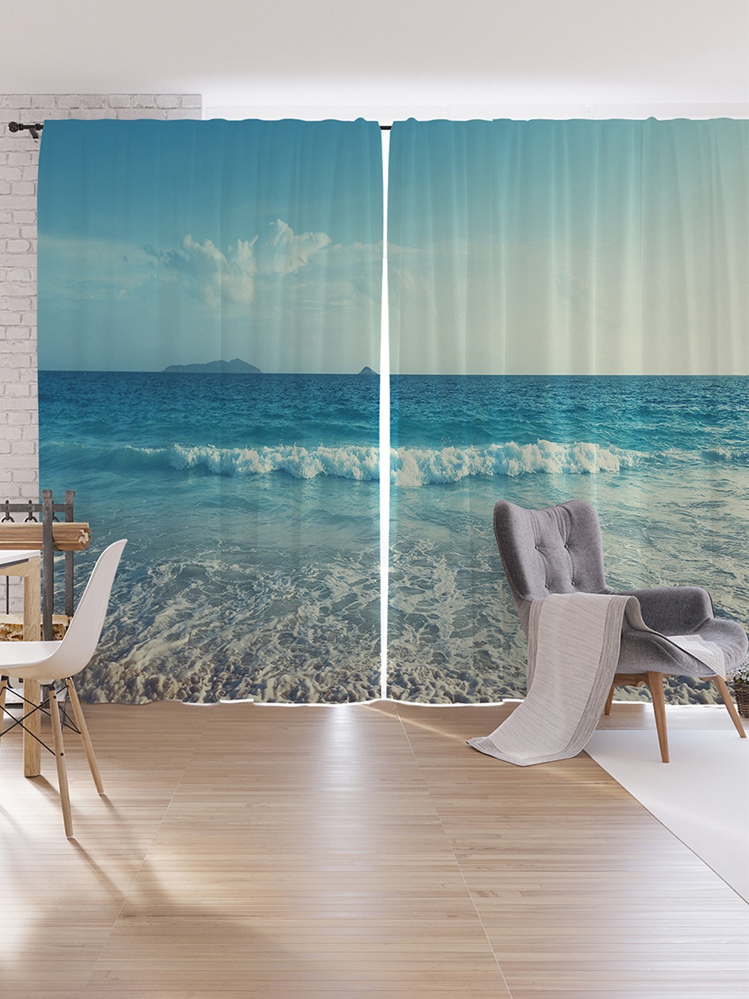 

Шторы под лён JoyArty "Прогулка к волнам", серия Oxford DeLux, 340х265 см, Прогулка к волнам