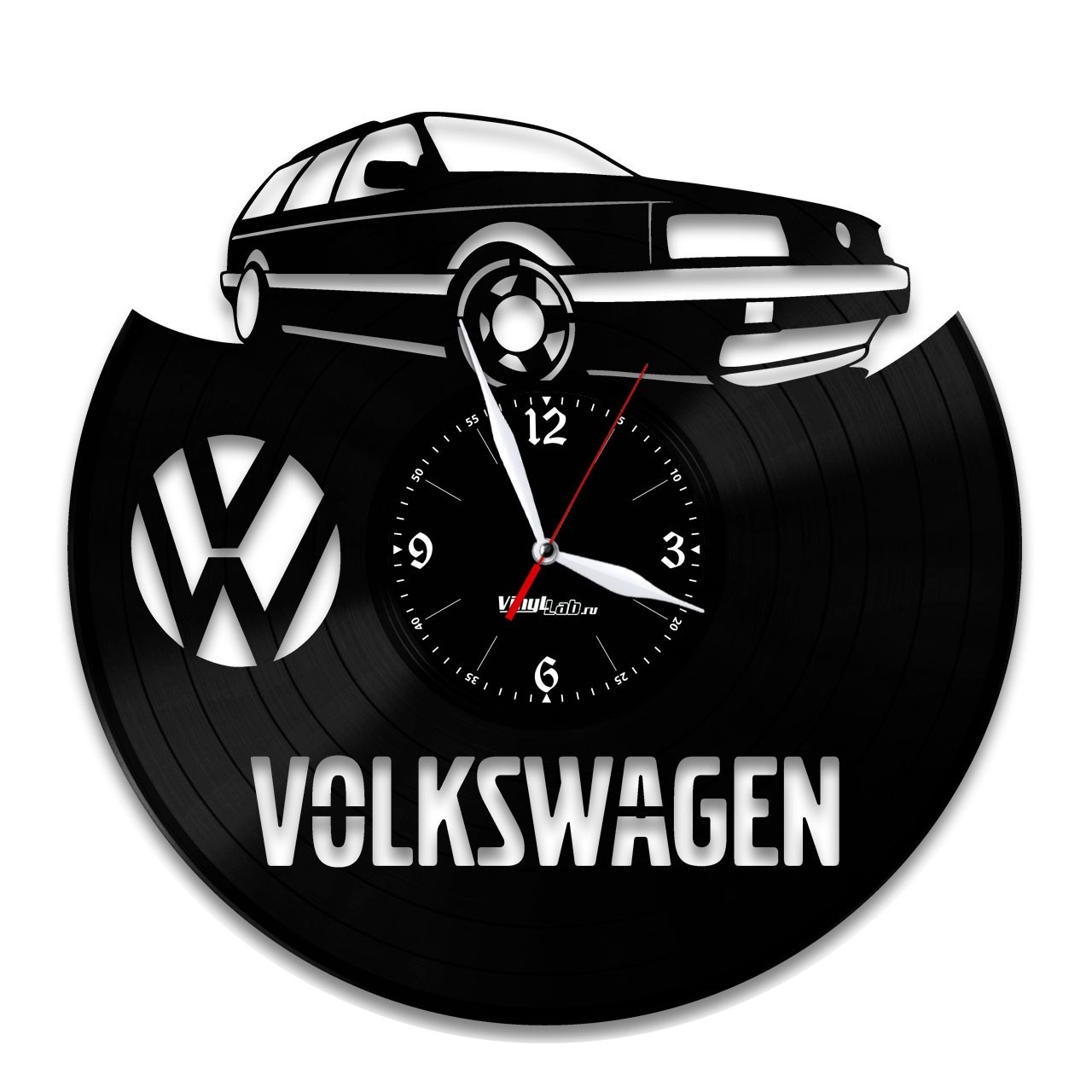 

Часы из виниловой пластинки (c) VinylLab - Volkswagen