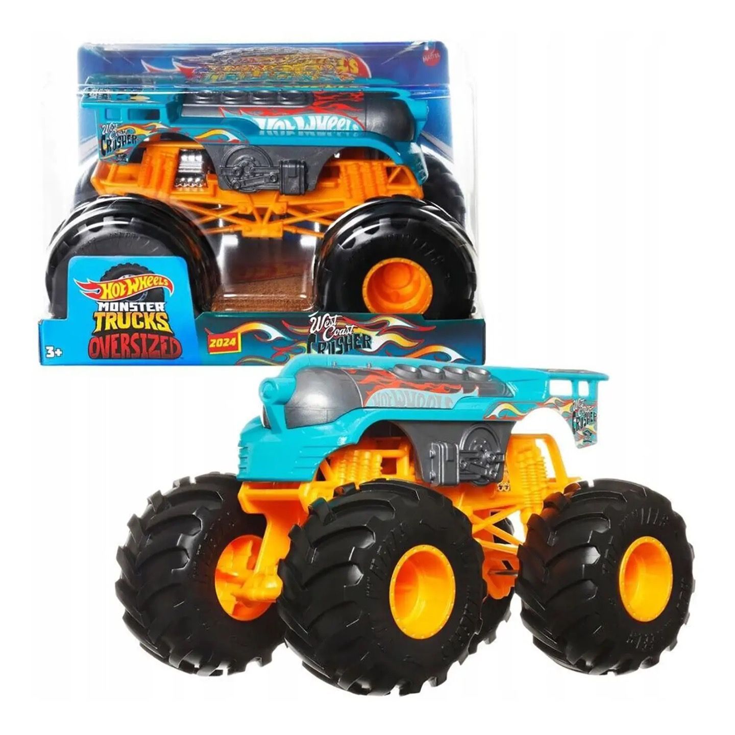 

Машинка металлическая Hot Wheels Monster Trucks 1:24 West Coast Crusher, Бирюзовый, HW-metall-all