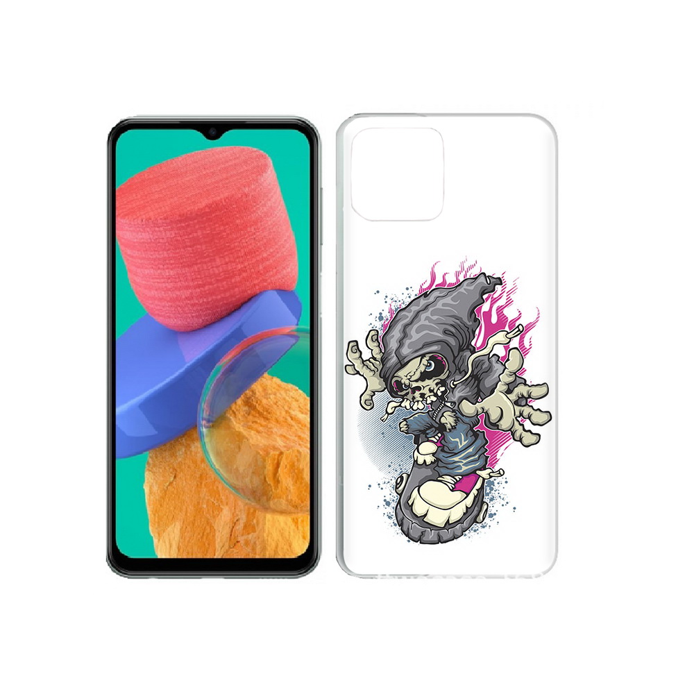 

Чехол MyPads Tocco для Samsung Galaxy M33 нарисованный скелет на скейт борде, Прозрачный, Tocco